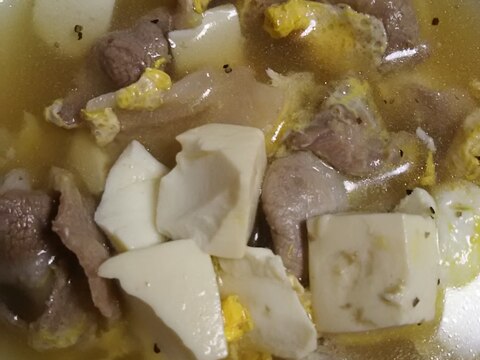 豆腐と豚肉の卵スープ(^^)